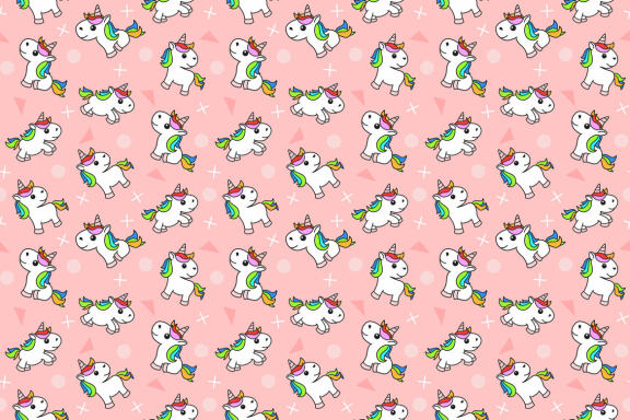 15 Set Bundle Cute Unicorn Magical Seamless Pattern Background Clipart