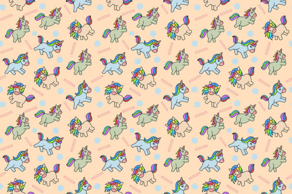 15 Set Bundle Cute Unicorn Magical Seamless Pattern Background Clipart
