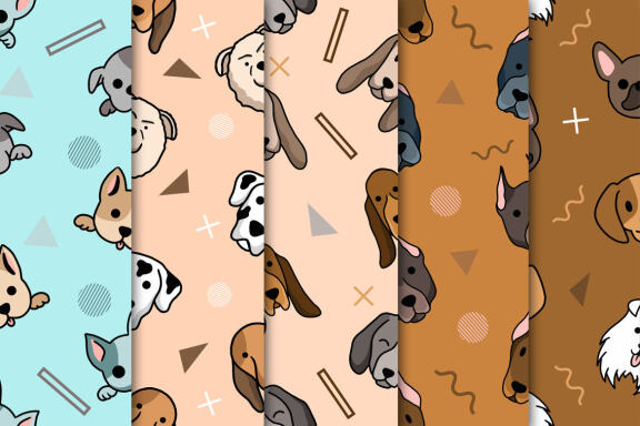 Dog Puppies - FREE Seamless Patterns