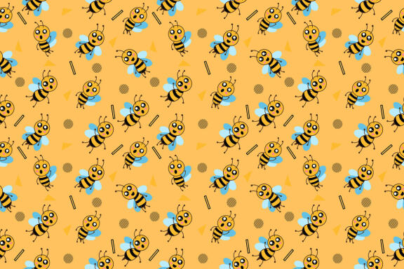 14 Set Bundle Cute Honey Bee Seamless Pattern Background Clipart