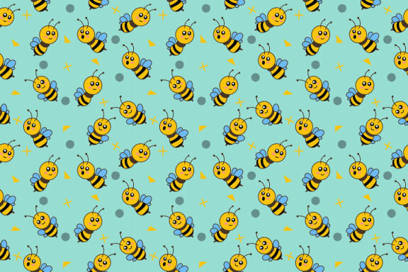 14 Set Bundle Cute Honey Bee Seamless Pattern Background Clipart