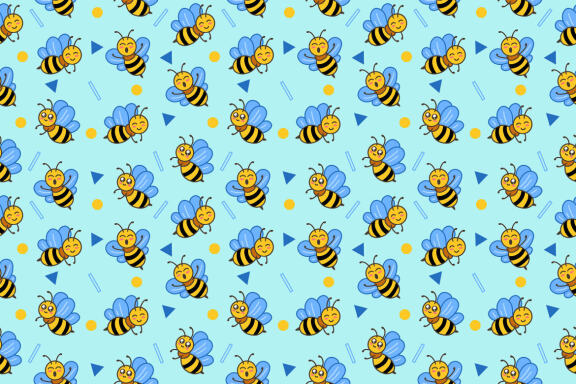 14 Set Bundle Cute Honey Bee Seamless Pattern Background Clipart