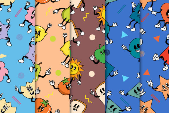 14 Set Bundle Cute Classic Cartoon Seamless Pattern Background Clipart