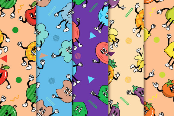 14 Set Bundle Cute Classic Cartoon Seamless Pattern Background Clipart