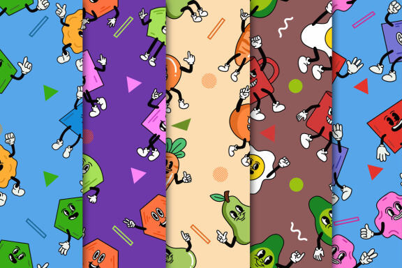 14 Set Bundle Cute Classic Cartoon Seamless Pattern Background Clipart