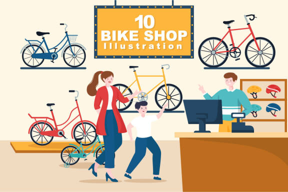 10 Bike Shop Illustration