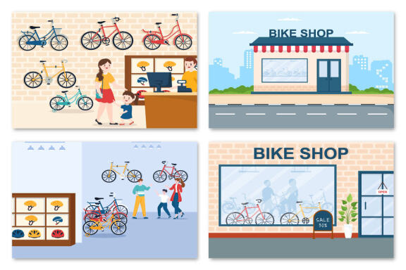 10 Bike Shop Illustration