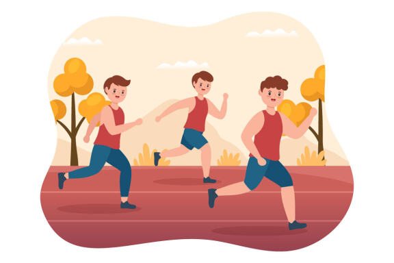 10 Running Race Flat Illustration