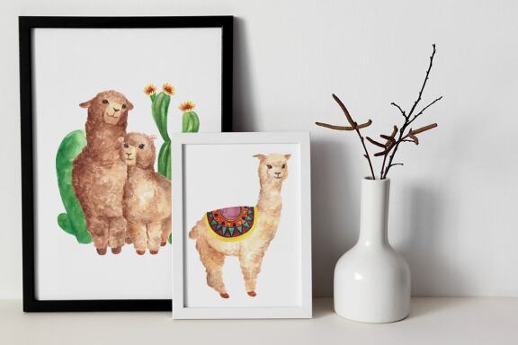 Watercolor Cute Llama & Alpaca Clipart Set, Nursery Clipart