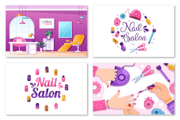 10 Nail Polish Salon Illustration