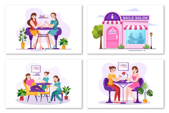10 Nail Polish Salon Illustration