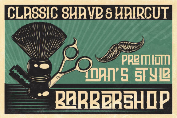 Crazy Barber Vintage Font + T-shirt Designs