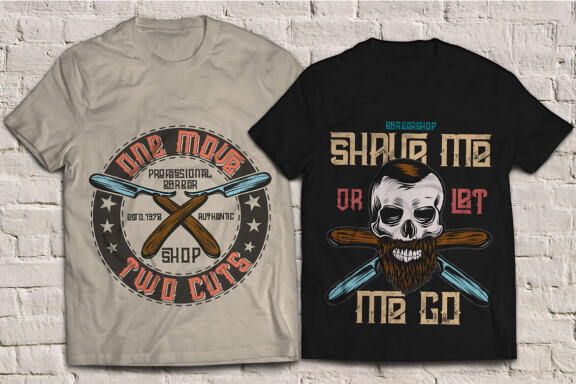 Crazy Barber Vintage Font + T-shirt Designs