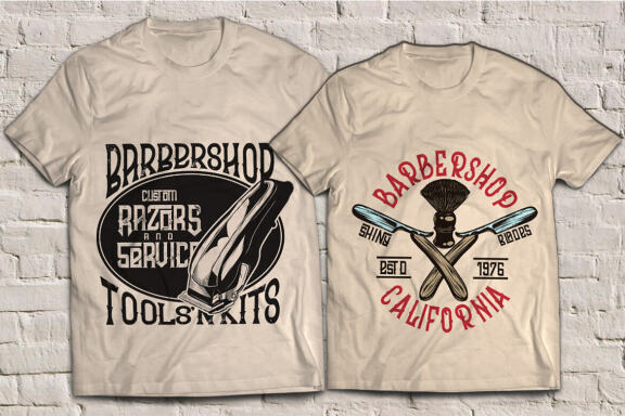 Crazy Barber Vintage Font + T-shirt Designs