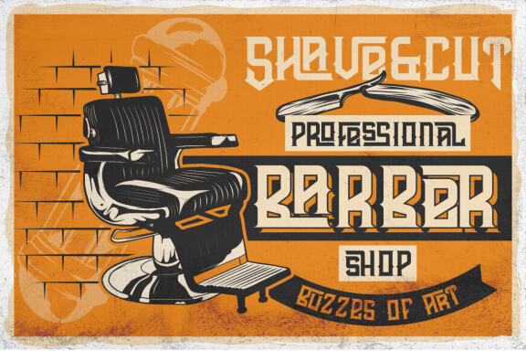 Crazy Barber Vintage Font + T-shirt Designs