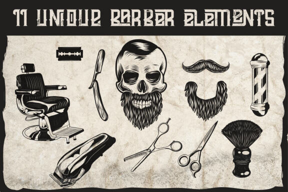 Crazy Barber Vintage Font + T-shirt Designs