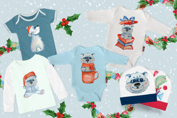 Polar bear watercolor clipart, cute bear Sublimation