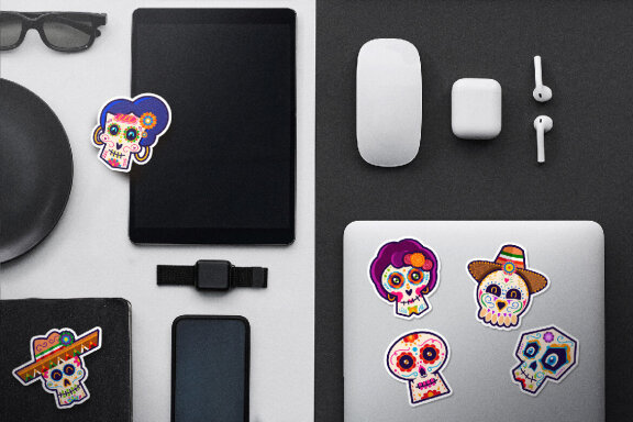 Halloween Skulls Printable Stickers - Characters