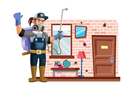 Exterminator or Pest Control Vector Illustration