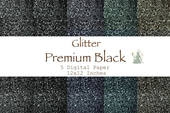 Premium Black Glitter Digital Paper Pack 