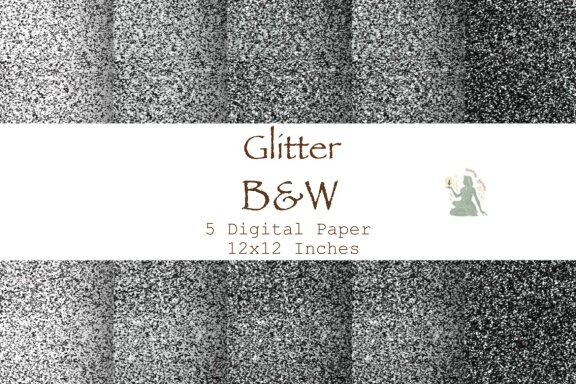 B&W Glitter Digital Paper Pack 