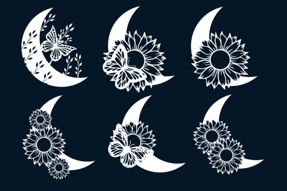 Floral Moon Svg Bundle