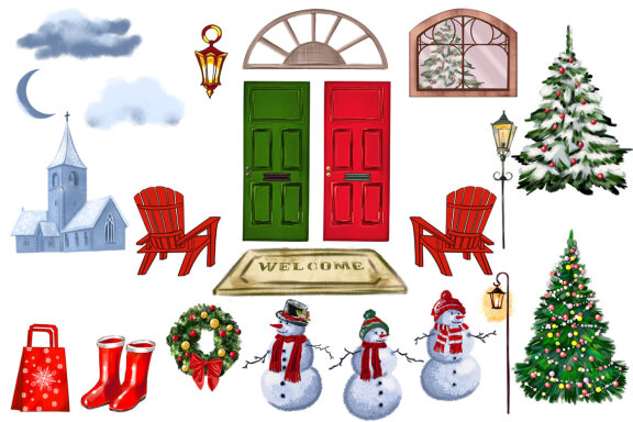 Christmas farmhouse clipart collection