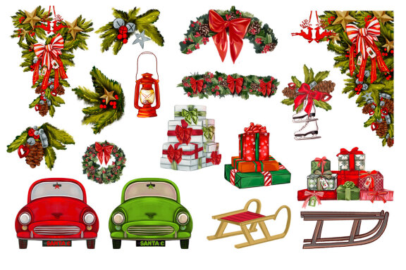 Christmas farmhouse clipart collection