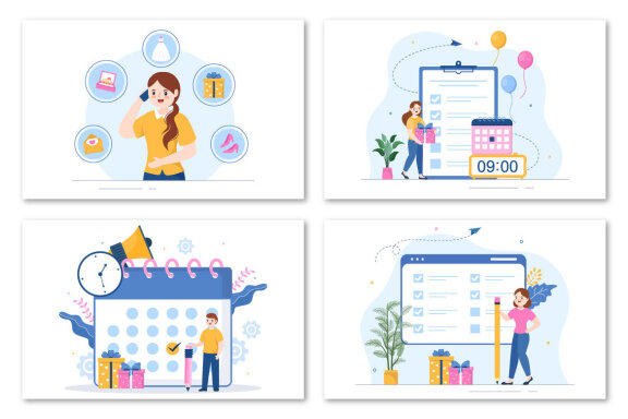 10 Event Planner Flat Illustration