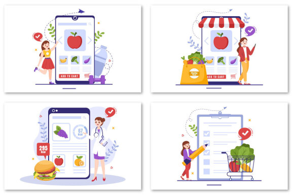 10 Nutrition Store Flat Illustration