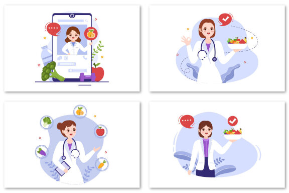 10 Nutrition Store Flat Illustration