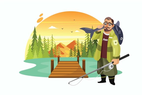 Fisherman Vector Illustration