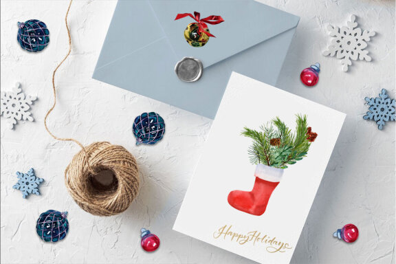 Watercolor Christmas clipart scene creator