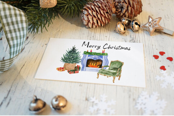 Watercolor Christmas clipart scene creator