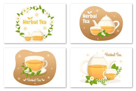 10 Herbal Tea Chamomile Leaves Illustration