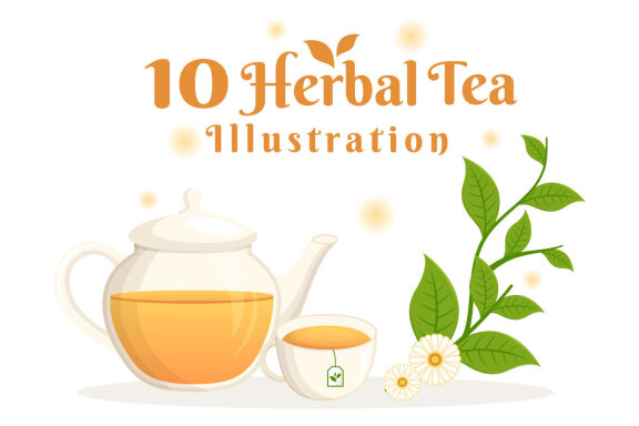 10 Herbal Tea Chamomile Leaves Illustration