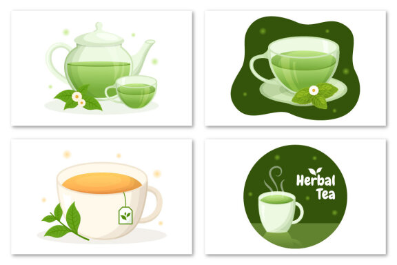 10 Herbal Tea Chamomile Leaves Illustration