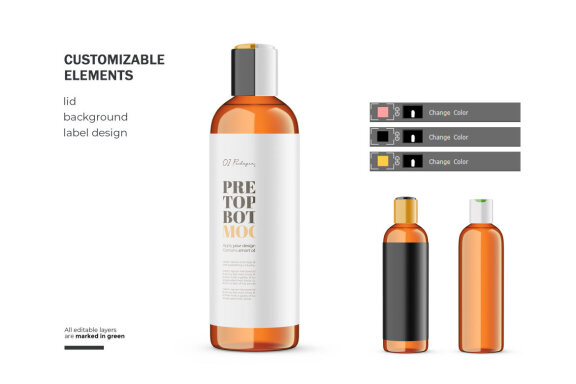 Amber Press Top Bottle - PSD Mockup