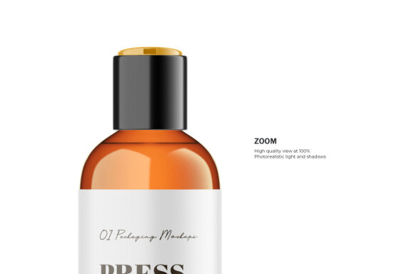 Amber Press Top Bottle - PSD Mockup