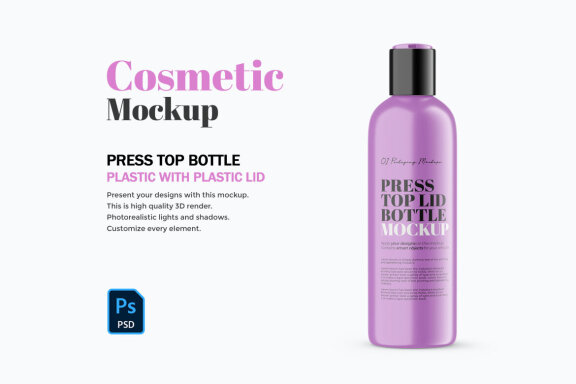 Plastic Press Top Bottle - PSD Mockup