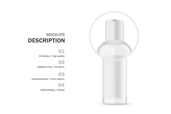 Clear Press Top Bottle - PSD Mockup