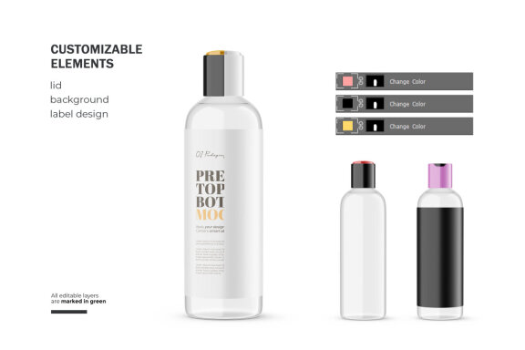 Clear Press Top Bottle - PSD Mockup
