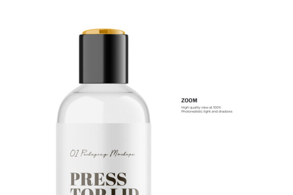 Clear Press Top Bottle - PSD Mockup