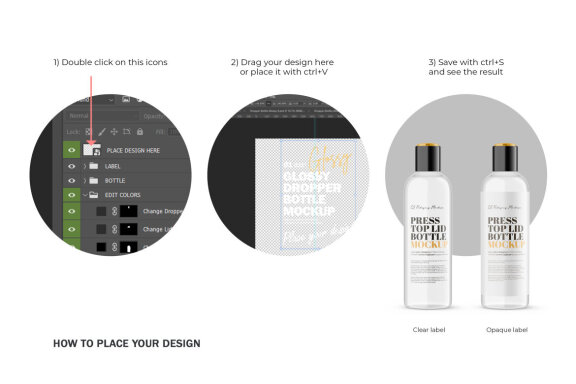 Clear Press Top Bottle - PSD Mockup