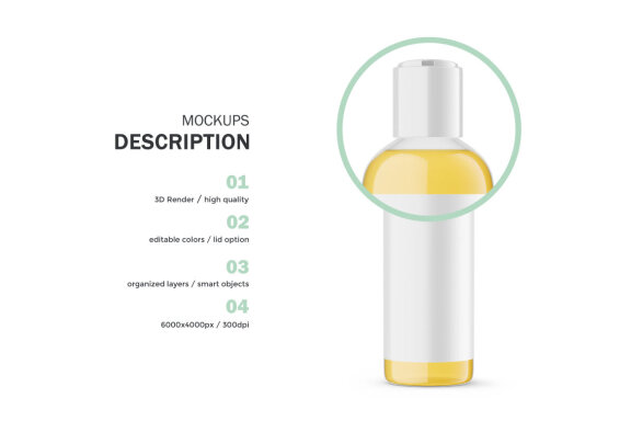 Oil In Clear Press Top Bottle - PSD Mockup