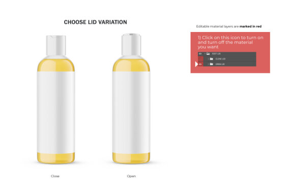 Oil In Clear Press Top Bottle - PSD Mockup