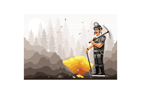 Gold Miner Character Graphics Vector Illustration