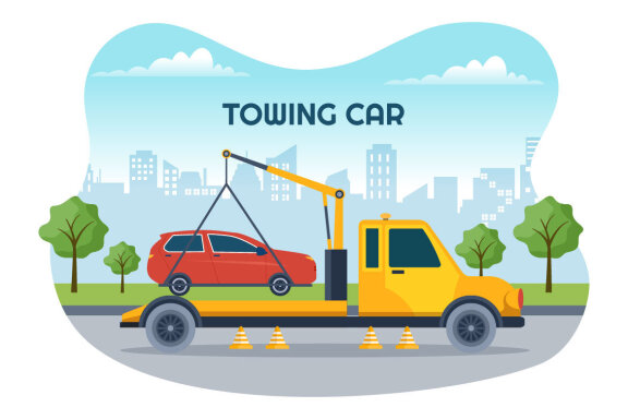 10 Auto Towing Car Illustration