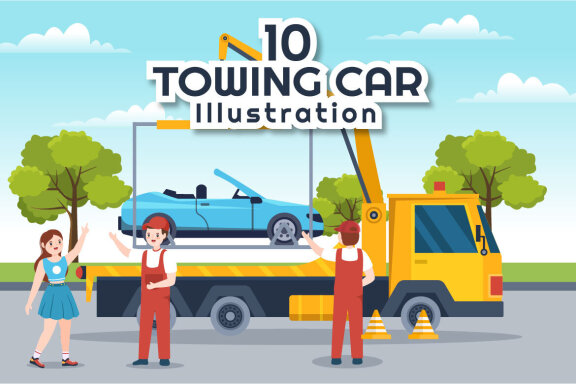 10 Auto Towing Car Illustration
