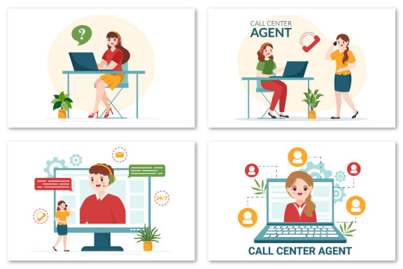 12 Call Center Agent Illustration
